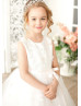 Ivory Lace Tulle 3D Flowers Country Flower Girl Dress